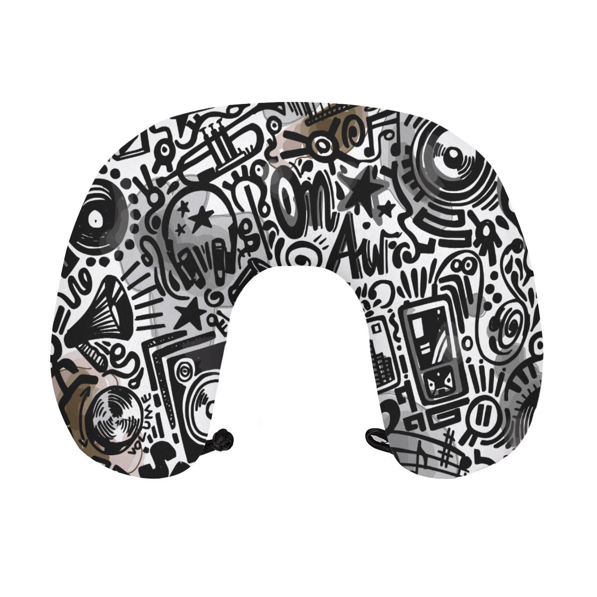 All-Over Print Memory Foam Travel Neck Pillow with Frog Button Closure