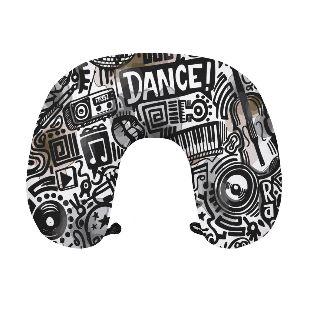 All-Over Print Memory Foam Travel Neck Pillow with Frog Button Closure