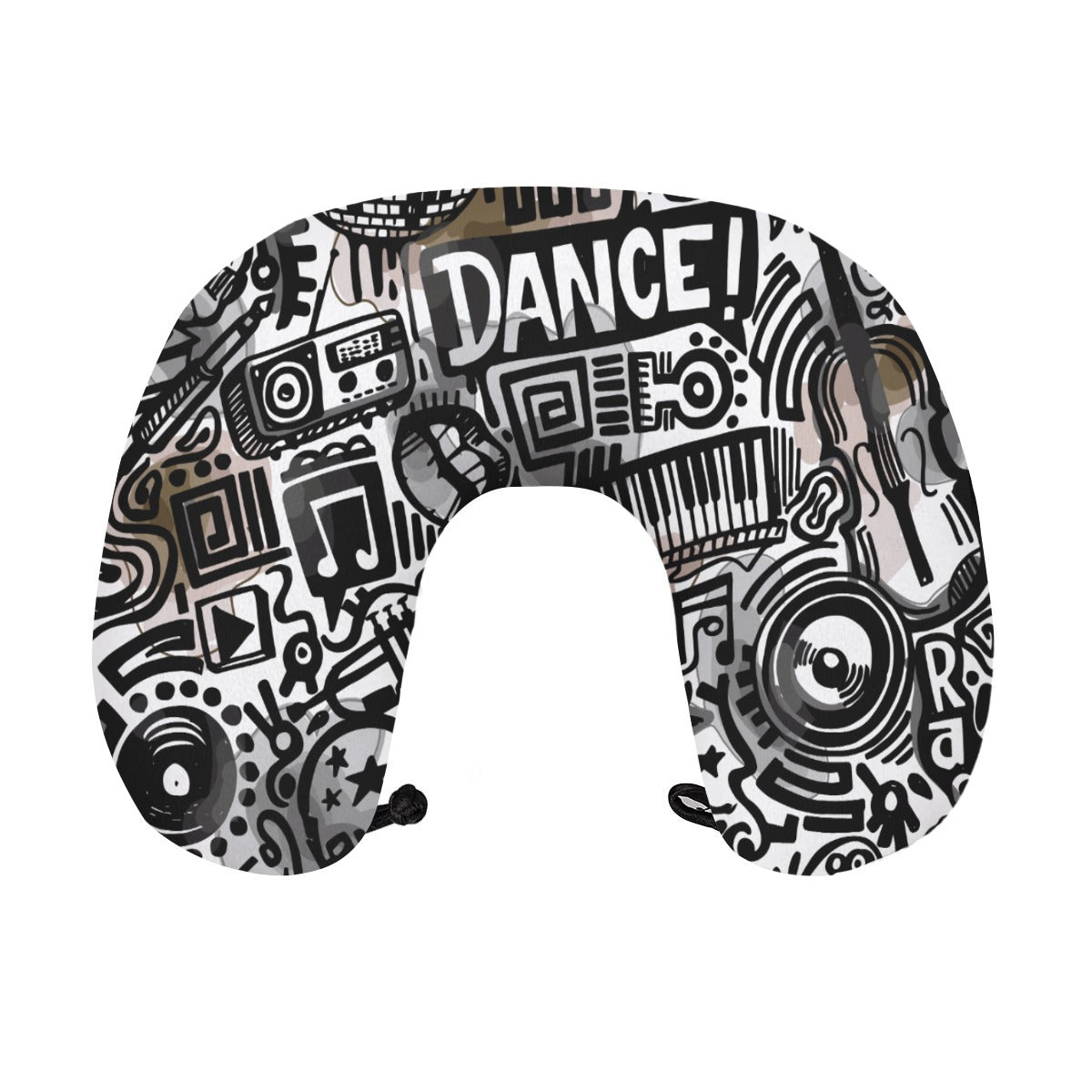 All-Over Print Memory Foam Travel Neck Pillow with Frog Button Closure